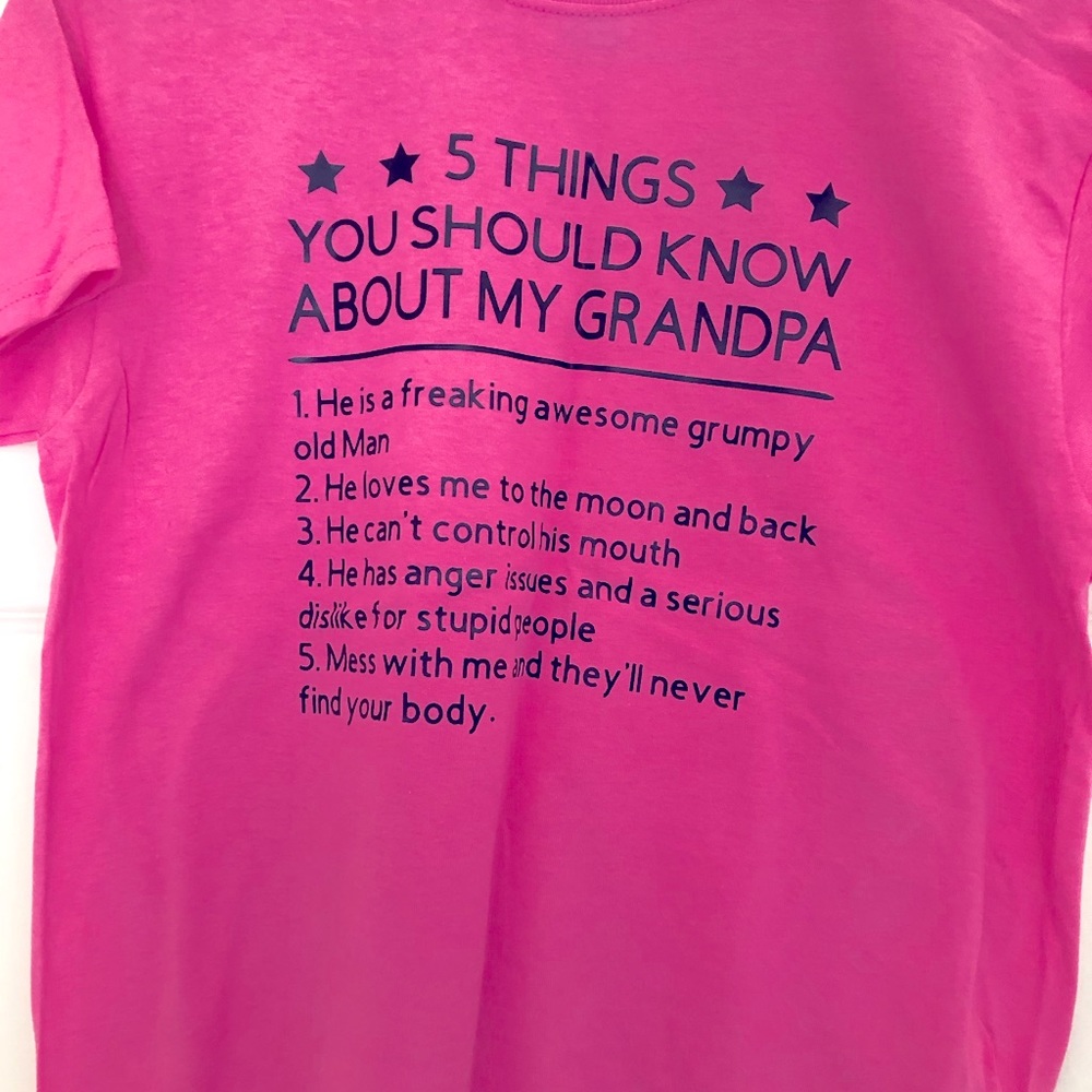 5 things you need to know about my grandpa tee shirt medium size